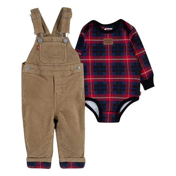Baby Boy Levi's® Tee, Bodysuit & Bib Overalls Set