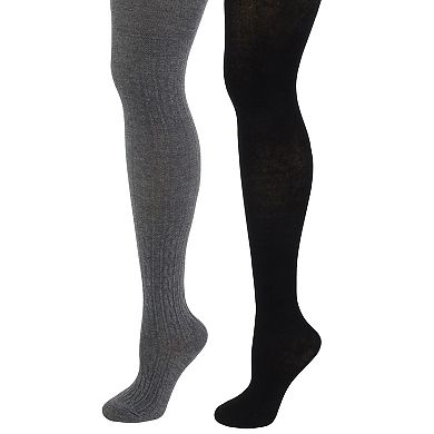 Girls 4-14 Elli by Capelli 2-Pack Cable & Solid Sweater Knit Full Tights