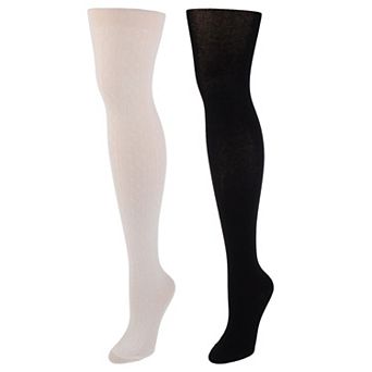 Girls 4-14 Elli by Capelli 2-Pack Cable & Solid Sweater Knit Full Tights