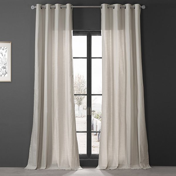 Fable Beige Dune Textured Solid Cotton Grommet Curtain Pair (2 Panels), Fable Beige, 50W X 84L