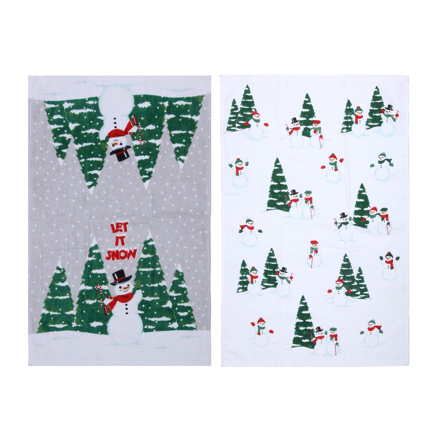 St Nicholas Square Let It Snow Snowman Kitchen Towel 2 Pk   5083831 ALT2