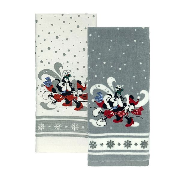 DISNEY Mickey & Minnie Christmas Holiday Kitchen Towels Set 2