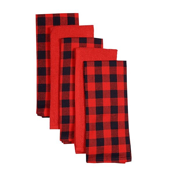 St. Nicholas Square® Red & Black Buffalo Check Kitchen Towel 5-pk.