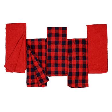 St. Nicholas Square® Red & Black Buffalo Check Kitchen Towel 5-pk.