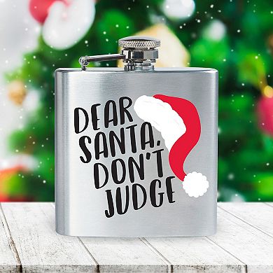 "Dear Santa Don't Judge" Stainless Steel Flask