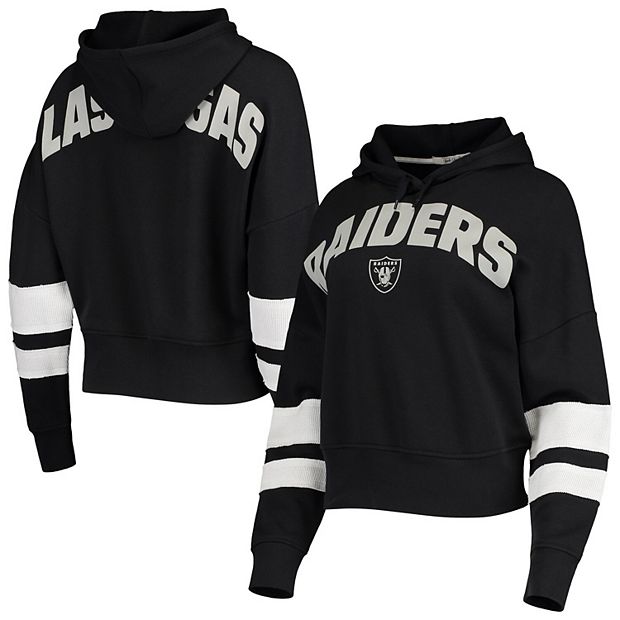 Women's Junk Food Black/White Las Vegas Raiders Sideline Stripe Pullover  Hoodie