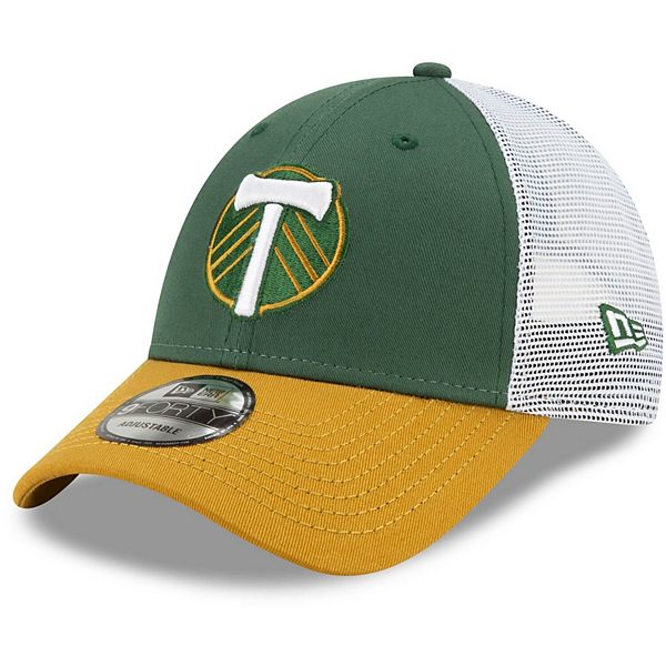 Men's New Era Green Portland Timbers Circle Side Patch Trucker 9FORTY  Snapback Hat