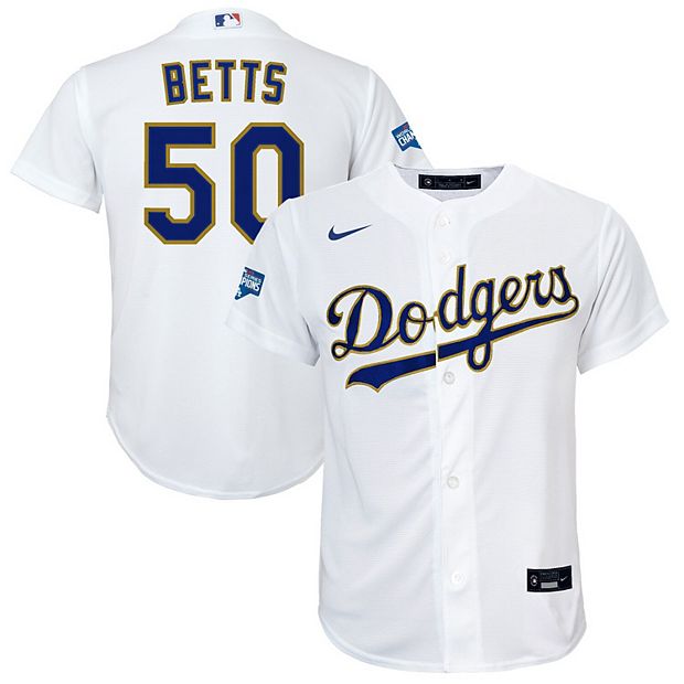 Youth Nike Mookie Betts White/Gold Los Angeles Dodgers 2021 Gold Program  Replica Player Jersey