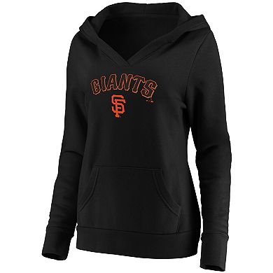 Women's Fanatics Branded Black San Francisco Giants Core Team Lockup V-Neck Pullover Hoodie