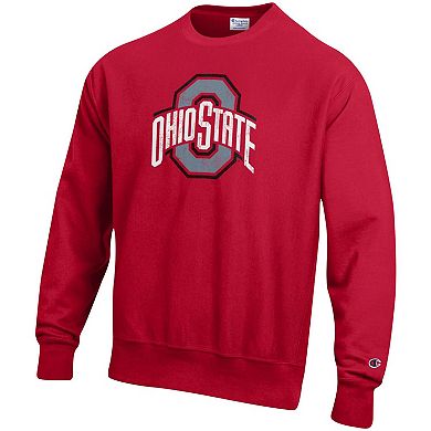 Men's Champion Scarlet Ohio State Buckeyes Vault Logo Reverse Weave Pullover Sweatshirt