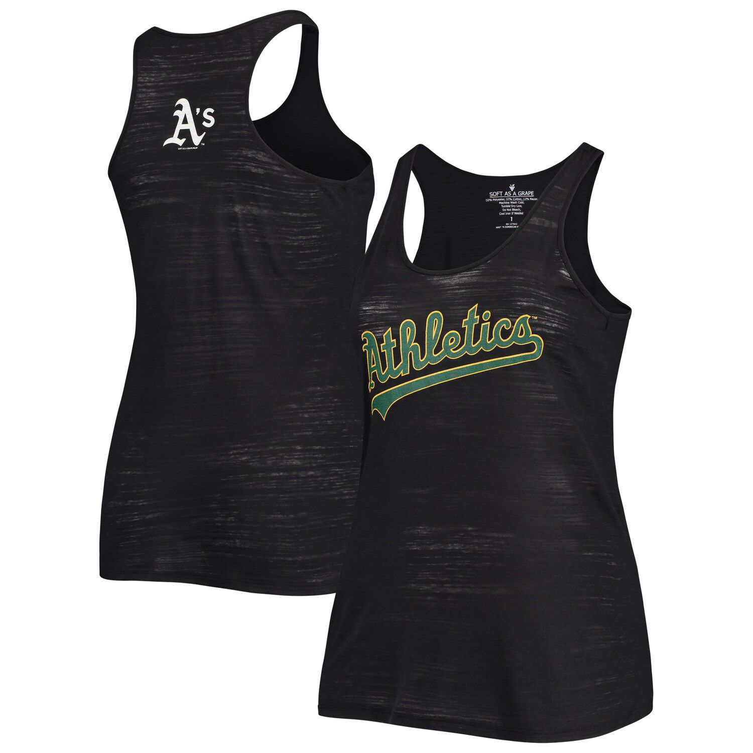 Image for Unbranded Women's Soft as a Grape Black Oakland Athletics Plus Size Swing for the Fences Tri-Blend Racerback Tank Top at Kohl's.