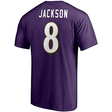 Men's Fanatics Branded Lamar Jackson Purple Baltimore Ravens Player Icon Name & Number T-Shirt