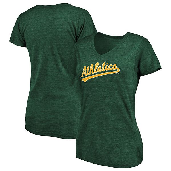 Women's Touch Green Oakland Athletics Hail Mary Back Wrap Space-Dye V-Neck T-Shirt