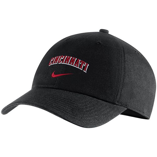 Men's Nike Black Cincinnati Reds Wordmark Heritage 86 Adjustable Hat