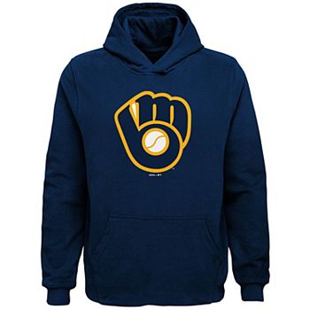 Adidas MLB Youth Milwaukee Brewers Sideline Player Pullover Hoodie - Navy