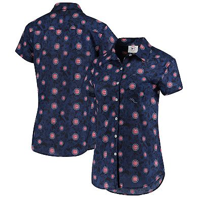 Women's FOCO Royal Chicago Cubs Floral Button Up Shirt