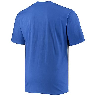 Men's Fanatics Branded Royal/Heathered Gray Chicago Cubs Big & Tall Colorblock T-Shirt