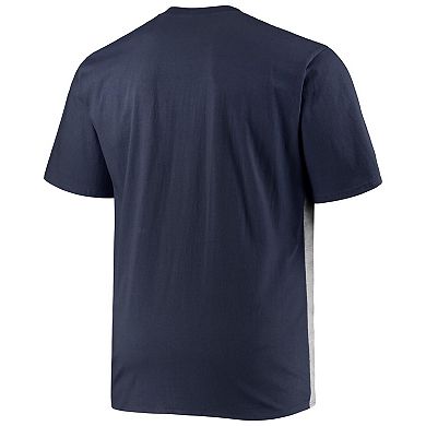 Men's Fanatics Branded Navy/Heathered Gray New York Yankees Big & Tall Colorblock T-Shirt