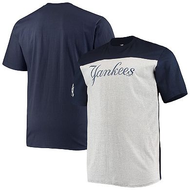 Men's Fanatics Branded Navy/Heathered Gray New York Yankees Big & Tall Colorblock T-Shirt