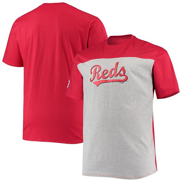 Men's Fanatics Branded Red/Heathered Gray Cincinnati Reds Big & Tall  Colorblock T-Shirt