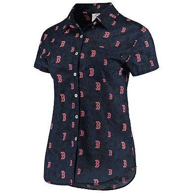 Women's FOCO Navy Boston Red Sox Floral Button Up Shirt