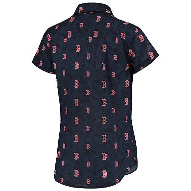 Women's FOCO Navy Boston Red Sox Floral Button Up Shirt