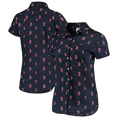 Women's FOCO Navy Boston Red Sox Floral Button Up Shirt