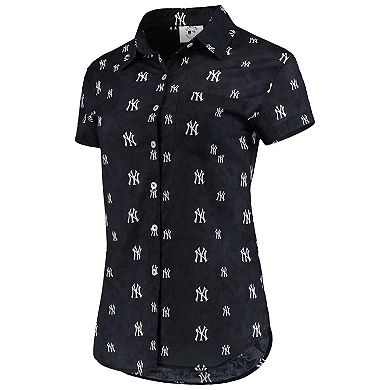 Women's FOCO Navy New York Yankees Floral Button Up Shirt