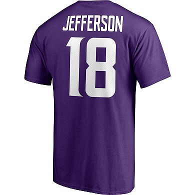 Men's Fanatics Branded Justin Jefferson Purple Minnesota Vikings Player Icon Name & Number T-Shirt