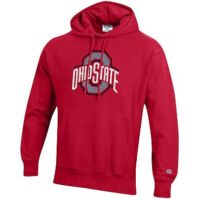 Men's Champion Scarlet Ohio State Buckeyes Vault Logo Reverse Weave Pullover Hoodie