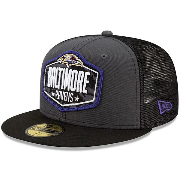 Men's New Era Graphite/Black Baltimore Ravens 2021 NFL Draft On-Stage  59FIFTY Fitted Hat