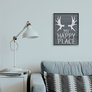 Stupell Home Decor Rustic My Happy Place Large Elk Antlers Wall Decor