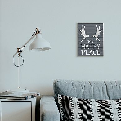 Stupell Home Decor Rustic My Happy Place Large Elk Antlers Wall Decor