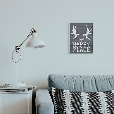 Stupell Home Decor Rustic My Happy Place Large Elk Antlers Wall Decor