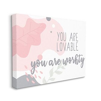 Stupell Home Decor You are Loveable Phrase Abstract Pink Nature Wall Decor