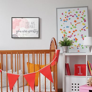 Stupell Home Decor You are Loveable Phrase Abstract Pink Nature Wall Decor