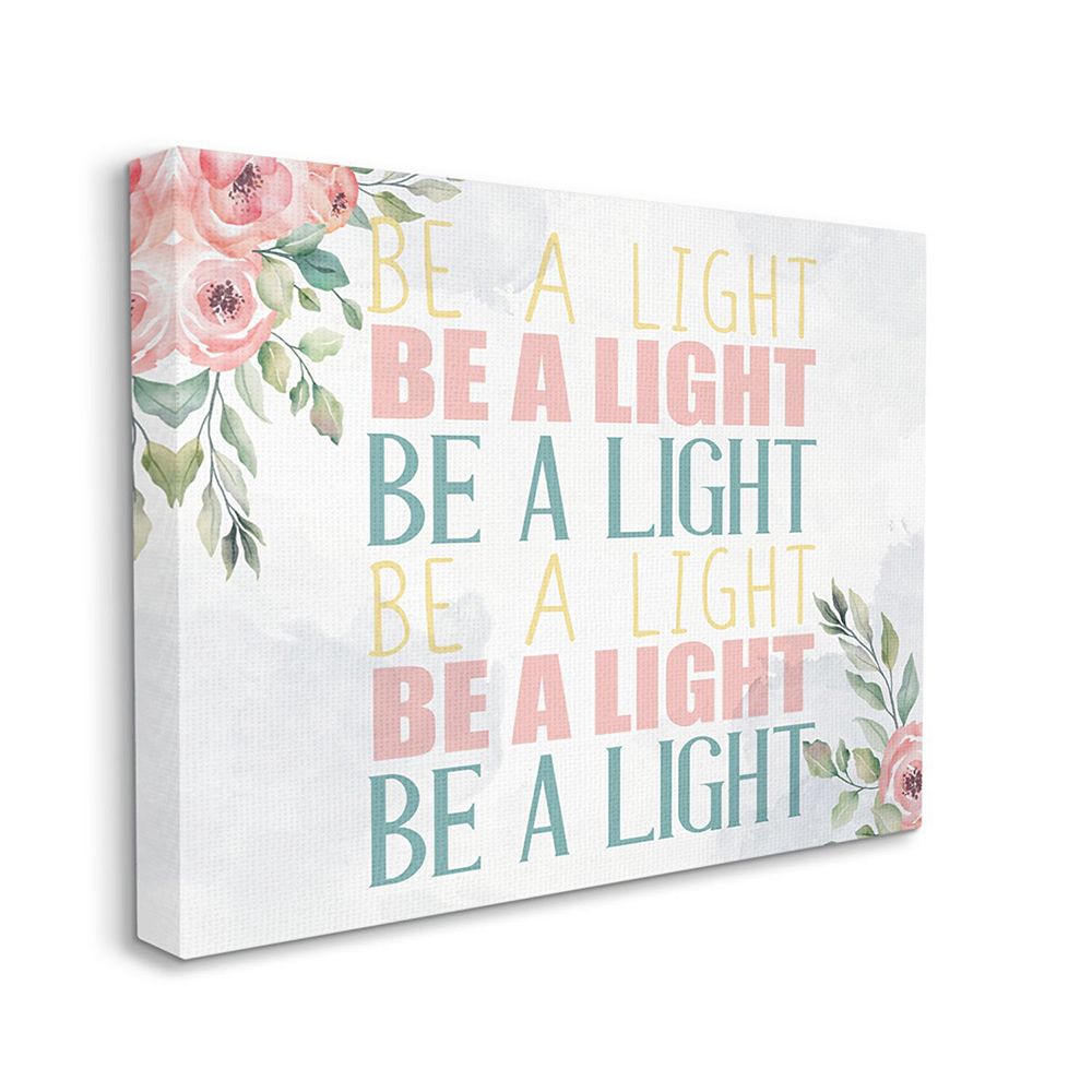 Stupell Home Decor Be A Light Text Repeated Typography Floral Detail ...