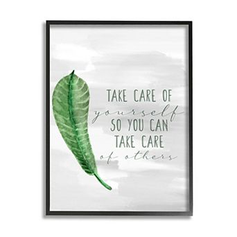 Stupell Home Decor Charming Take Care of Yourself Phrase Green Leaf Wall Decor