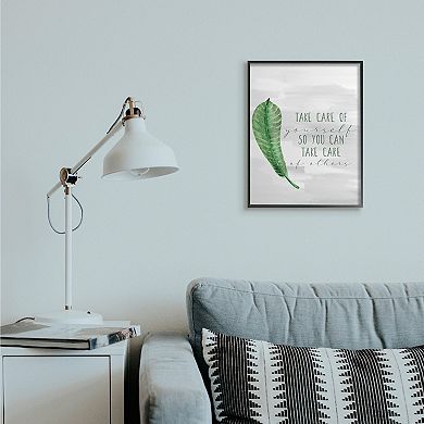 Stupell Home Decor Charming Take Care of Yourself Phrase Green Leaf Wall Decor