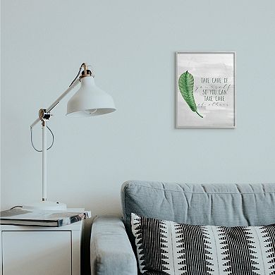 Stupell Home Decor Charming Take Care of Yourself Phrase Green Leaf Wall Decor