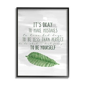 Stupell Home Decor Motivational Okay to Make Mistakes Green Leaf Wall Decor