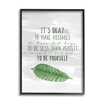 Stupell Home Decor Motivational Okay to Make Mistakes Green Leaf Wall Decor