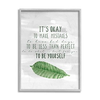 Stupell Home Decor Motivational Okay to Make Mistakes Green Leaf Wall Decor