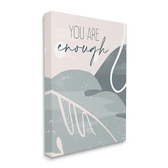 Stupell Home Decor You are Enough Phrase Soft Green Leaves Canvas Print Wall Decor