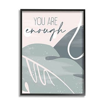 Stupell Home Decor You are Enough Phrase Soft Green Leaves Framed Wall Decor
