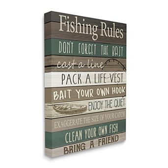 Stupell Home Decor Rustic Fishing Rules Canvas Wall Decor