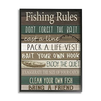 Stupell Home Decor Rustic Fishing Rules Framed Wall Decor