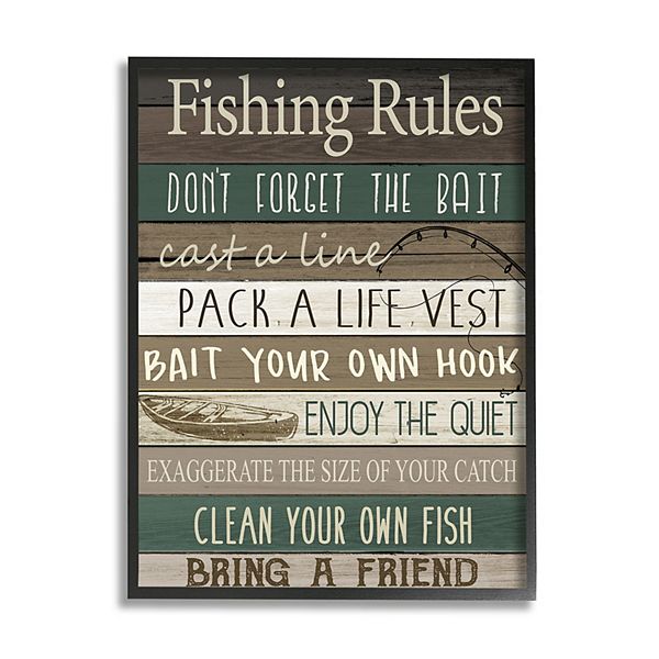 Stupell Home Decor Rustic Fishing Rules Wall Decor
