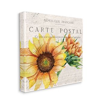 Stupell Home Decor Vintage French Sunflower Postcard Floral Illustration Wall Decor