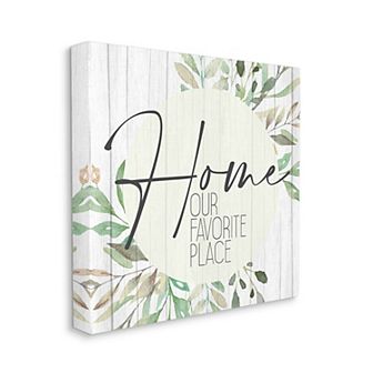 Stupell Home Decor Our Favorite Place Phrase Graceful Green Leaves Wall Decor